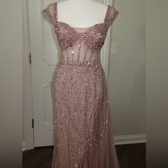 Blush Pink Sequin Gown - Picture 3 of 5